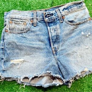 Levi's Light Blue Distressed Jean Shorts